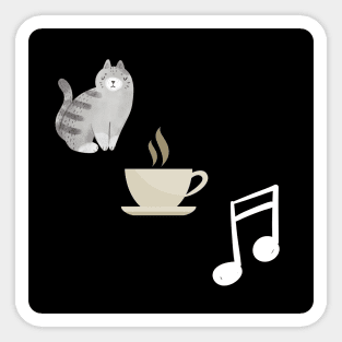 Cats, Coffee, and Music Sticker